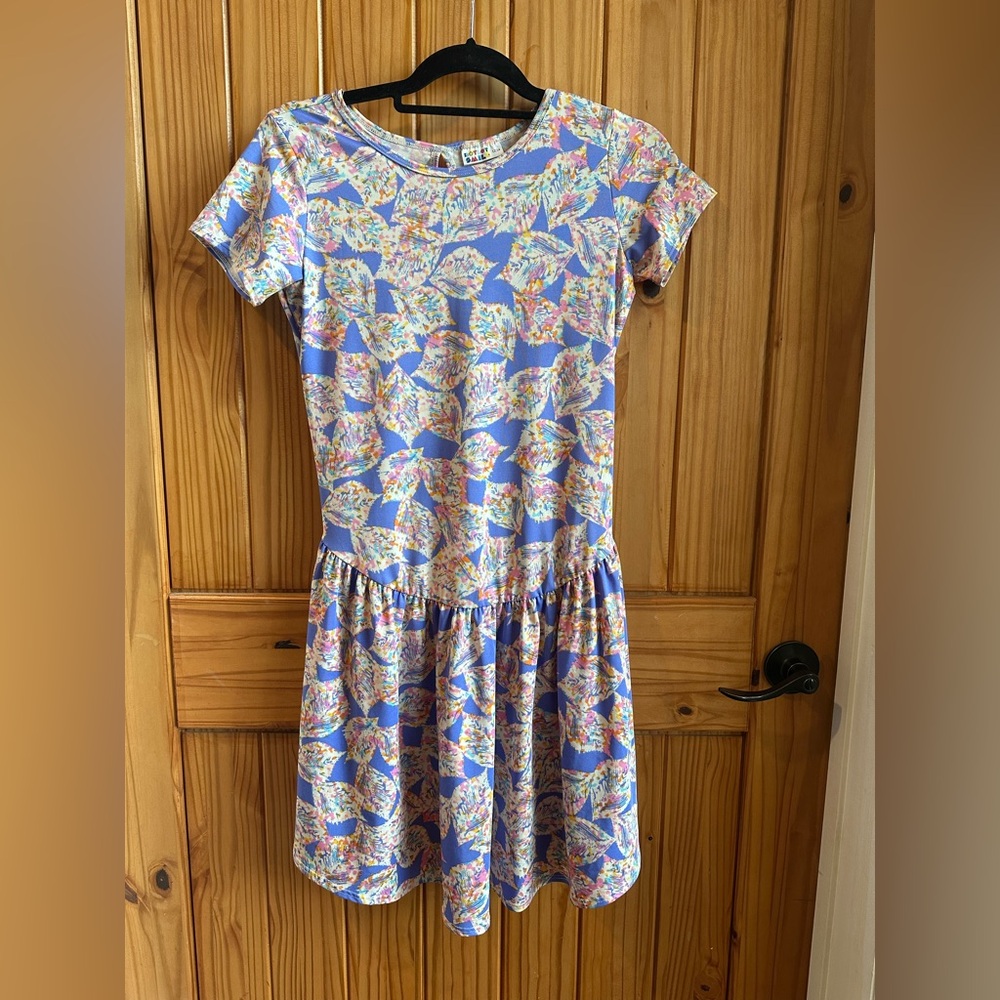 Dot Dot Smile Kids Dress in Blue and Pink Floral Size 12/14